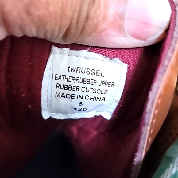 TOMMY HILFIGER MEN'S RAIN DUCK BOOTS  LEATHER/RUBBER UPPER IN GREEN/BROWN SIZE 8 - Picture 8 of 12